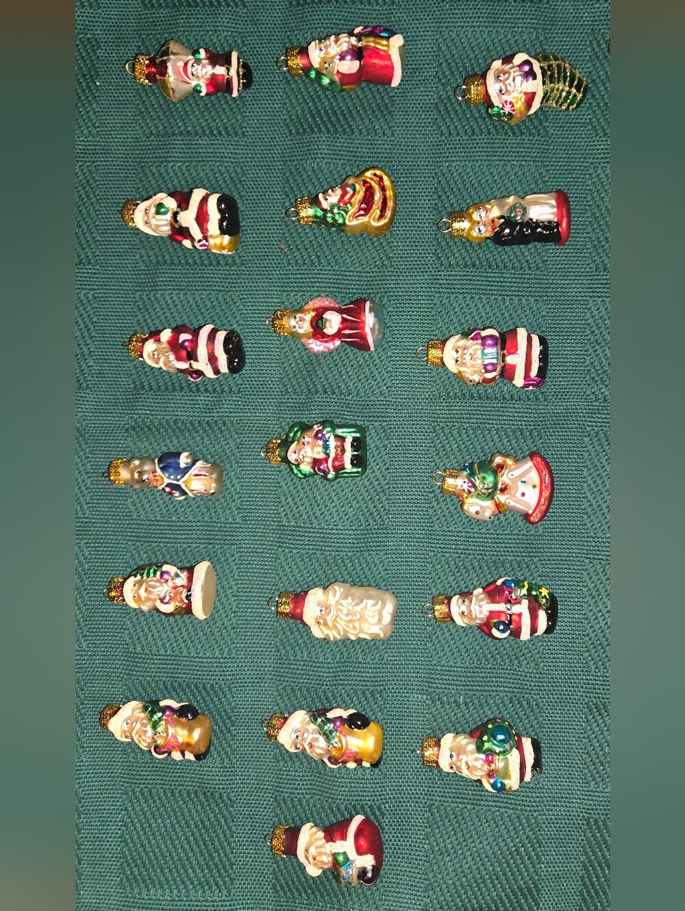 19 Pacconi Vintage 2 In. Old World Glass W/Gold Tops Christmas Figure Ornaments